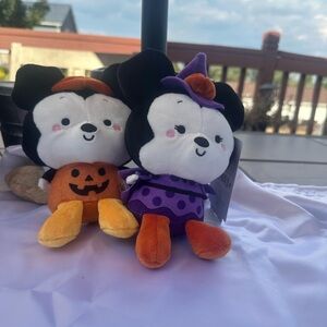Disney Halloween Mickey & Minnie Plush - Black, White, Purple